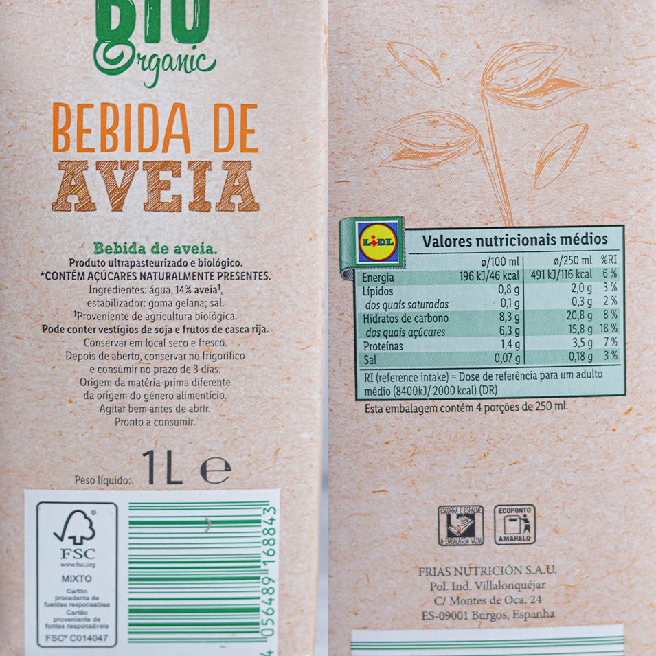 Bebida de Aveia Milbona Bio - Lidl