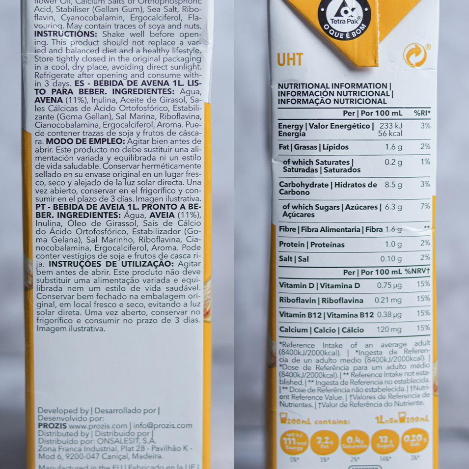 Bebida de Aveia Prozis