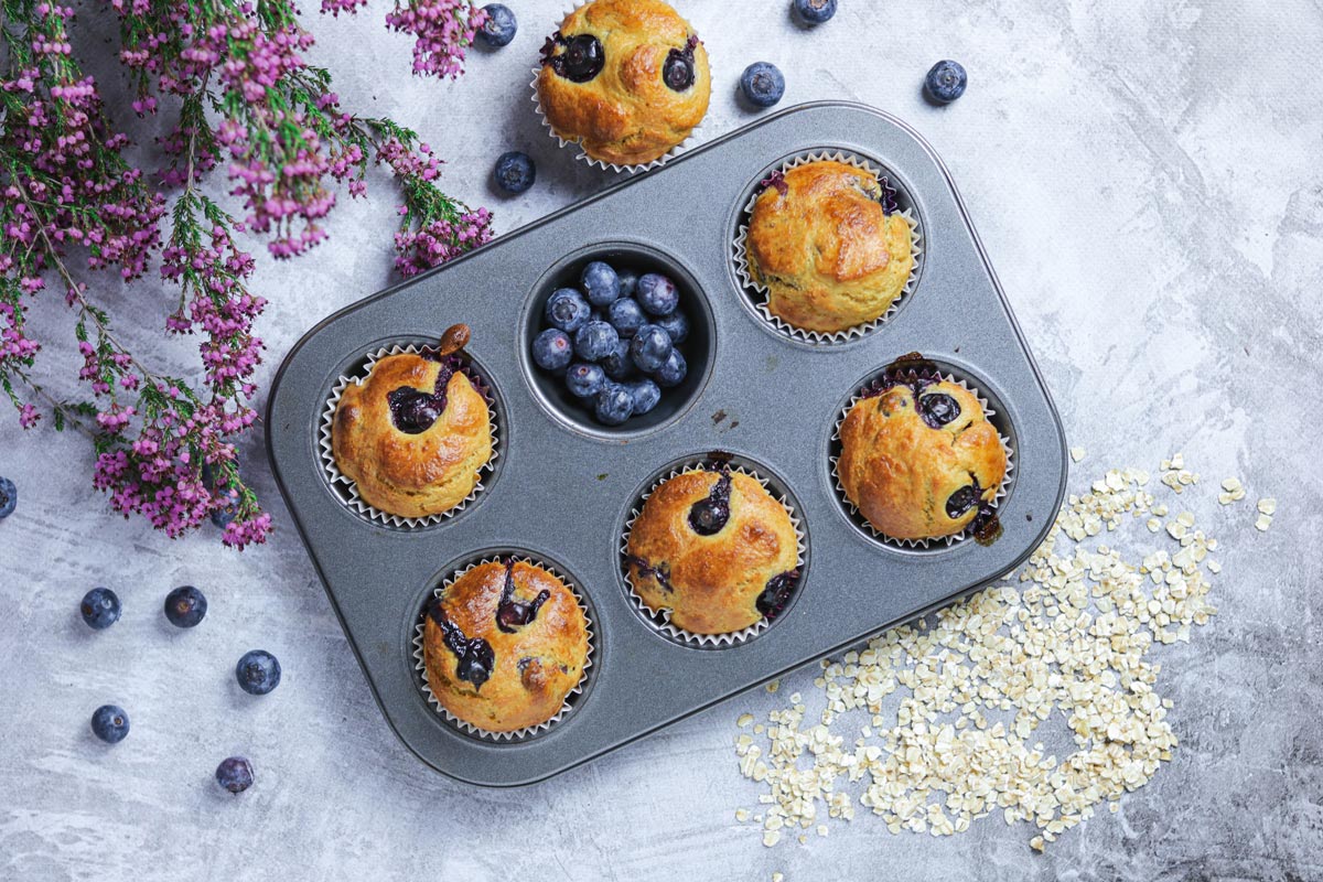 Muffins de Iogurte e Mirtilos Muffins de Iogurte e Mirtilos